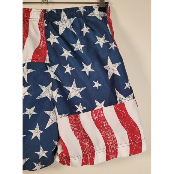 American Flag Swim Trunks Size M Red White Blue Patriotic Fun to the 4th of July - Picture 6 of 8